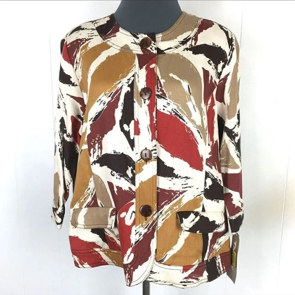 TANJAY Jacket color block vintage Tanjay Casual Blazer Floral Stretch